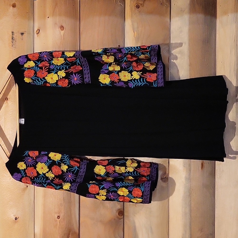 Boho LBD with Embroidered Bell Sleeves